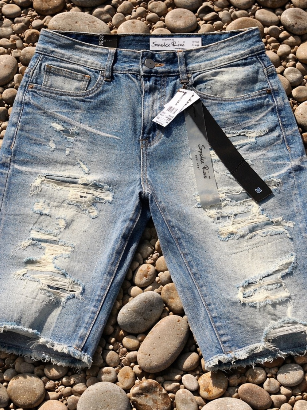 Smoke Rise New York Distressed Light Wash Denim Shorts size 30 🔥 $75